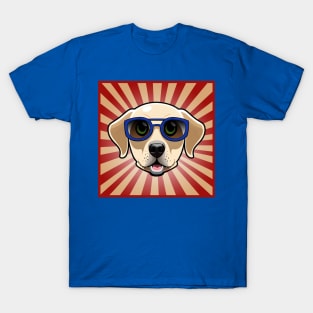 Dog Wearing Blue Sunglasses Golden Retriever T-Shirt